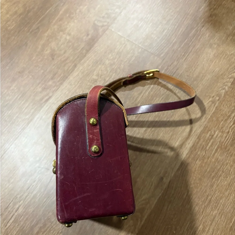 Etienne Aigner Burgundy Leather Crossbody with Tan Strap - Picture 4 of 6